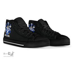 Irish Norris Coat of Arms Family Crest Ireland High Top Shoes (Women's/Men's) Black/ White Irish Shoes