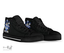 Irish Swan Coat of Arms Family Crest Ireland High Top Shoes (Women's/Men's) Black/ White Irish Shoes