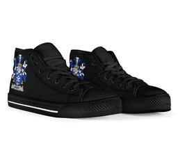 Irish Parry Coat of Arms Family Crest Ireland High Top Shoes (Women's/Men's) Black/ White Irish Shoes