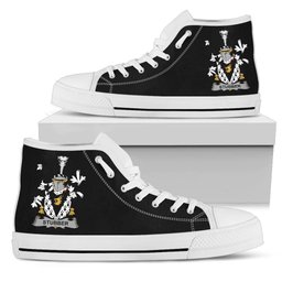 Irish Stubber Coat of Arms Family Crest Ireland High Top Shoes (Women's/Men's) Black/ White Irish Shoes