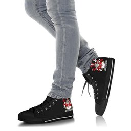 Irish Thacker Coat of Arms Family Crest Ireland High Top Shoes (Women's/Men's) Black/ White Irish Shoes