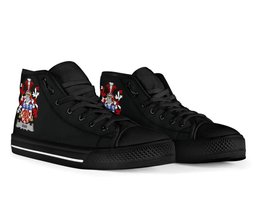 Irish Vian Coat of Arms Family Crest Ireland High Top Shoes (Women's/Men's) Black/ White Irish Shoes