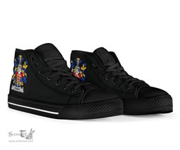 Irish Tuohy or O'Toohey Coat of Arms Family Crest Ireland High Top Shoes (Women's/Men's) Black/ White Irish Shoes