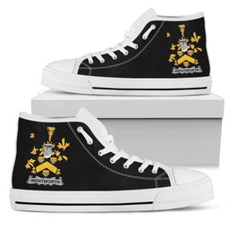 Irish Wentworth Coat of Arms Family Crest Ireland High Top Shoes (Women's/Men's) Black/ White Irish Shoes