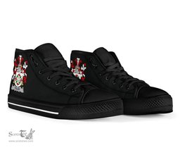 Irish Toler or Toller Coat of Arms Family Crest Ireland High Top Shoes (Women's/Men's) Black/ White Irish Shoes