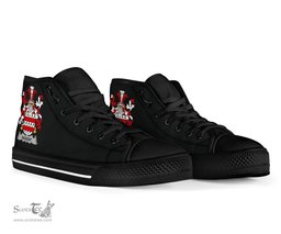 Irish Nugent Coat of Arms Family Crest Ireland High Top Shoes (Women's/Men's) Black/ White Irish Shoes