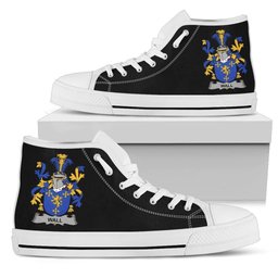 Irish Wall Coat of Arms Family Crest Ireland High Top Shoes (Women's/Men's) Black/ White Irish Shoes