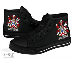 Irish Sanders Coat of Arms Family Crest Ireland High Top Shoes (Women's/Men's) Black/ White Irish Shoes