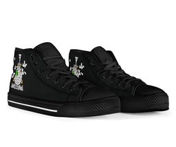 Irish Quill Coat of Arms Family Crest Ireland High Top Shoes (Women's/Men's) Black/ White Irish Shoes