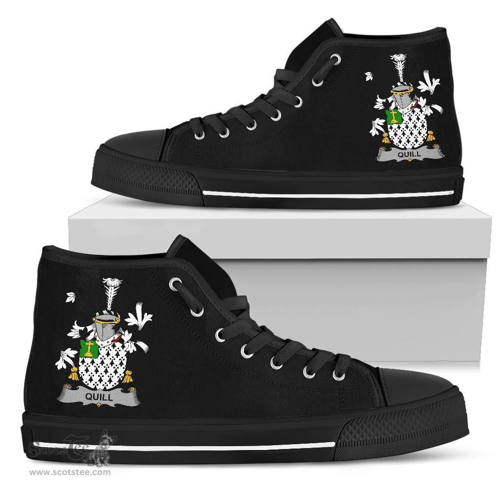 Irish Quill Coat of Arms Family Crest Ireland High Top Shoes (Women's/Men's) Black/ White Irish Shoes