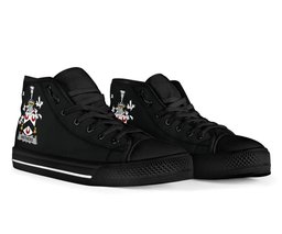 Irish Wethers Coat of Arms Family Crest Ireland High Top Shoes (Women's/Men's) Black/ White Irish Shoes