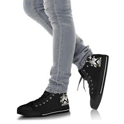 Irish Thunder Coat of Arms Family Crest Ireland High Top Shoes (Women's/Men's) Black/ White Irish Shoes