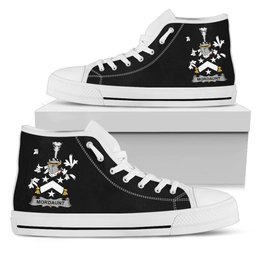 Irish Mordaunt Coat of Arms Family Crest Ireland High Top Shoes (Women's/Men's) Black/ White Irish Shoes