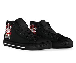 Irish Stinton Coat of Arms Family Crest Ireland High Top Shoes (Women's/Men's) Black/ White Irish Shoes