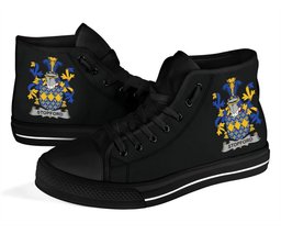 Irish STop (Women's/Men's)ford Coat of Arms Family Crest Ireland High Top Shoes (Women's/Men's) Black/ White Irish Shoes