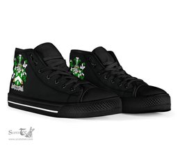 Irish Tuly or McAtilla Coat of Arms Family Crest Ireland High Top Shoes (Women's/Men's) Black/ White Irish Shoes