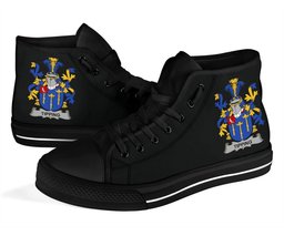 Irish Tipping Coat of Arms Family Crest Ireland High Top Shoes (Women's/Men's) Black/ White Irish Shoes