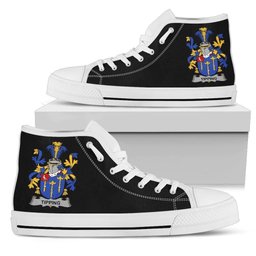 Irish Tipping Coat of Arms Family Crest Ireland High Top Shoes (Women's/Men's) Black/ White Irish Shoes
