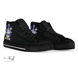 Irish Reader Coat of Arms Family Crest Ireland High Top Shoes (Women's/Men's) Black/ White Irish Shoes