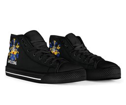 Irish Terry Coat of Arms Family Crest Ireland High Top Shoes (Women's/Men's) Black/ White Irish Shoes