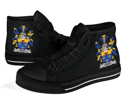 Irish Terry Coat of Arms Family Crest Ireland High Top Shoes (Women's/Men's) Black/ White Irish Shoes