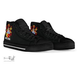 Irish Vizer Coat of Arms Family Crest Ireland High Top Shoes (Women's/Men's) Black/ White Irish Shoes
