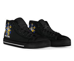 Irish Orpen Coat of Arms Family Crest Ireland High Top Shoes (Women's/Men's) Black/ White Irish Shoes