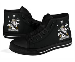 Irish Tempest Coat of Arms Family Crest Ireland High Top Shoes (Women's/Men's) Black/ White Irish Shoes