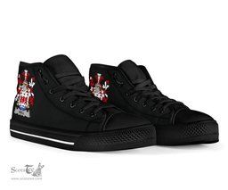 Irish Neill or O'Neill Coat of Arms Family Crest Ireland High Top Shoes (Women's/Men's) Black/ White Irish Shoes