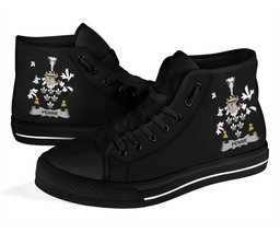Irish Penne or Penn Coat of Arms Family Crest Ireland High Top Shoes (Women's/Men's) Black/ White Irish Shoes