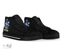 Irish Owen Coat of Arms Family Crest Ireland High Top Shoes (Women's/Men's) Black/ White Irish Shoes