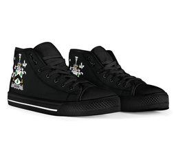 Irish Shore Coat of Arms Family Crest Ireland High Top Shoes (Women's/Men's) Black/ White Irish Shoes