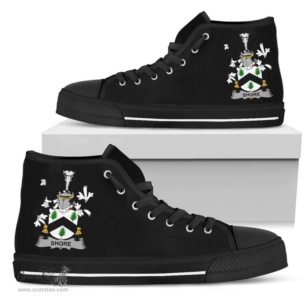 Irish Shore Coat of Arms Family Crest Ireland High Top Shoes (Women's/Men's) Black/ White Irish Shoes