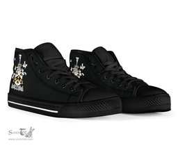 Irish Roe Coat of Arms Family Crest Ireland High Top Shoes (Women's/Men's) Black/ White Irish Shoes