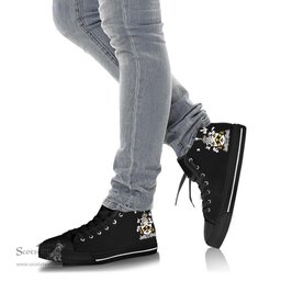 Irish Roe Coat of Arms Family Crest Ireland High Top Shoes (Women's/Men's) Black/ White Irish Shoes