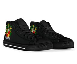 Irish Packenham Coat of Arms Family Crest Ireland High Top Shoes (Women's/Men's) Black/ White Irish Shoes
