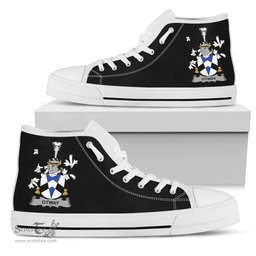 Irish Otway Coat of Arms Family Crest Ireland High Top Shoes (Women's/Men's) Black/ White Irish Shoes