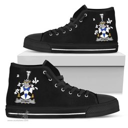 Irish Otway Coat of Arms Family Crest Ireland High Top Shoes (Women's/Men's) Black/ White Irish Shoes
