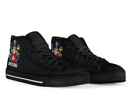 Irish Winch Coat of Arms Family Crest Ireland High Top Shoes (Women's/Men's) Black/ White Irish Shoes
