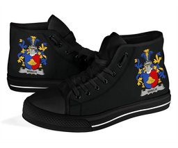 Irish Winch Coat of Arms Family Crest Ireland High Top Shoes (Women's/Men's) Black/ White Irish Shoes