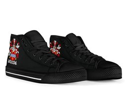 Irish Stewart Coat of Arms Family Crest Ireland High Top Shoes (Women's/Men's) Black/ White Irish Shoes
