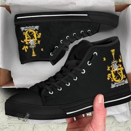 Irish Vaughan Coat of Arms Family Crest Ireland High Top Shoes (Women's/Men's) Black/ White Irish Shoes