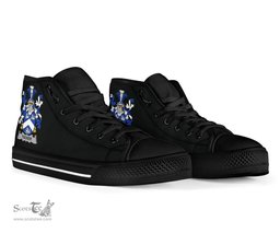 Irish Tucker Coat of Arms Family Crest Ireland High Top Shoes (Women's/Men's) Black/ White Irish Shoes