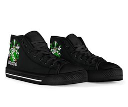Irish Wycombe Coat of Arms Family Crest Ireland High Top Shoes (Women's/Men's) Black/ White Irish Shoes