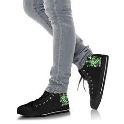 Irish Wycombe Coat of Arms Family Crest Ireland High Top Shoes (Women's/Men's) Black/ White Irish Shoes