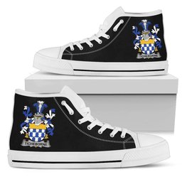 Irish Ticheborne Coat of Arms Family Crest Ireland High Top Shoes (Women's/Men's) Black/ White Irish Shoes