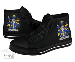 Irish Ward Coat of Arms Family Crest Ireland High Top Shoes (Women's/Men's) Black/ White Irish Shoes