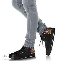 Irish Naghten or O'Naghten Coat of Arms Family Crest Ireland High Top Shoes (Women's/Men's) Black/ White Irish Shoes