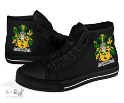 Irish Starkey Coat of Arms Family Crest Ireland High Top Shoes (Women's/Men's) Black/ White Irish Shoes