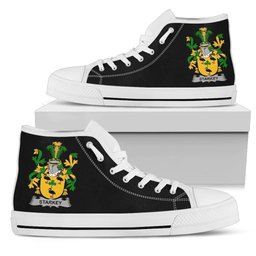 Irish Starkey Coat of Arms Family Crest Ireland High Top Shoes (Women's/Men's) Black/ White Irish Shoes